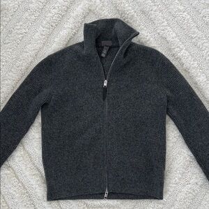H&M Men's Gray Full-Zip Ribbed Sweater
